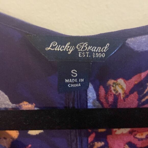 Lucky Brand, Purple Floral, Wrap, Long Sleeve, Blouse, Size S, EUC - Picture 5 of 10